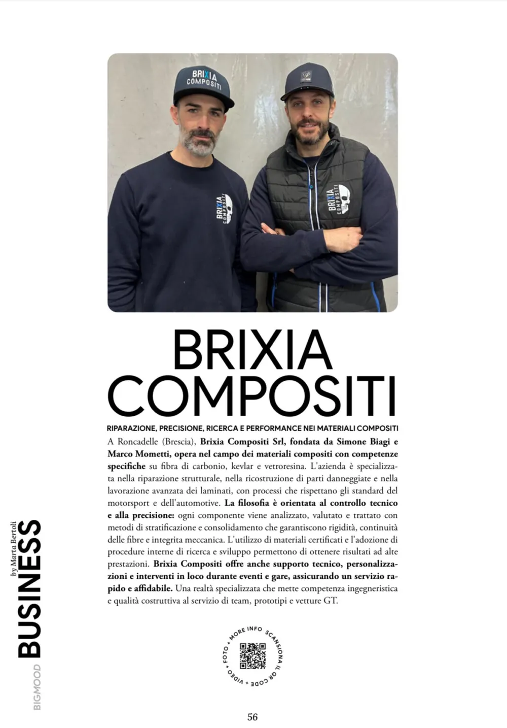 Pagina editoriale per Brixia Compositi
